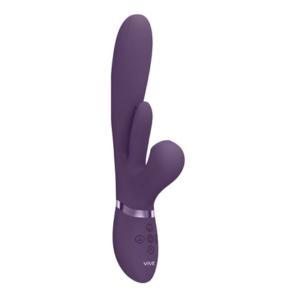 VIVE Ena - Purple - Purple 25 cm USB Rechargeable Thrusting Vibrator with Air Wave Stimulator