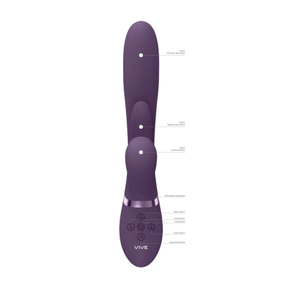 VIVE Ena - Purple - Purple 25 cm USB Rechargeable Thrusting Vibrator with Air Wave Stimulator