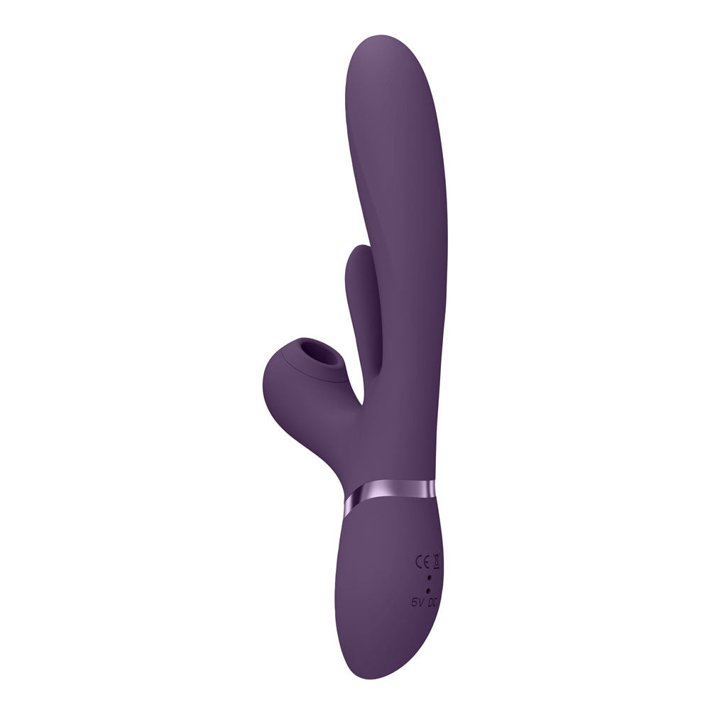 VIVE Ena - Purple - Purple 25 cm USB Rechargeable Thrusting Vibrator with Air Wave Stimulator