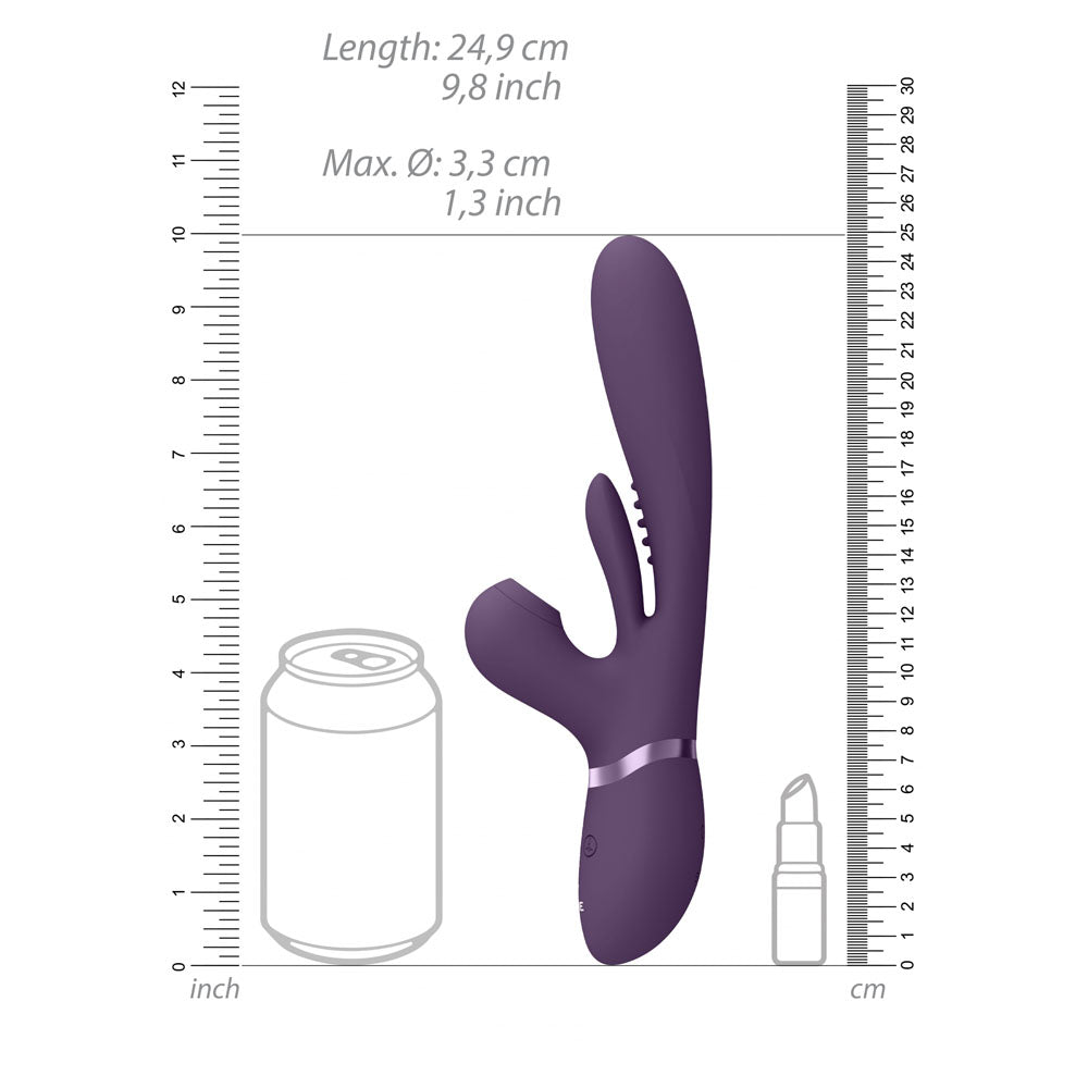 VIVE Ena - Purple - Purple 25 cm USB Rechargeable Thrusting Vibrator with Air Wave Stimulator