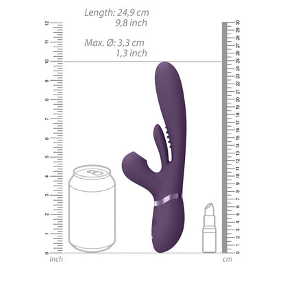 VIVE Ena - Purple - Purple 25 cm USB Rechargeable Thrusting Vibrator with Air Wave Stimulator