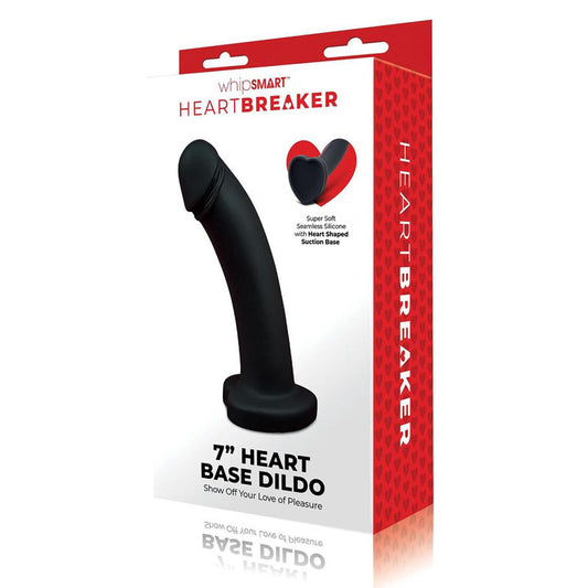 WhipSmart Heartbreaker 7 Heart Base Dildo - Black 17.8 cm Dong with Heart Shaped Base