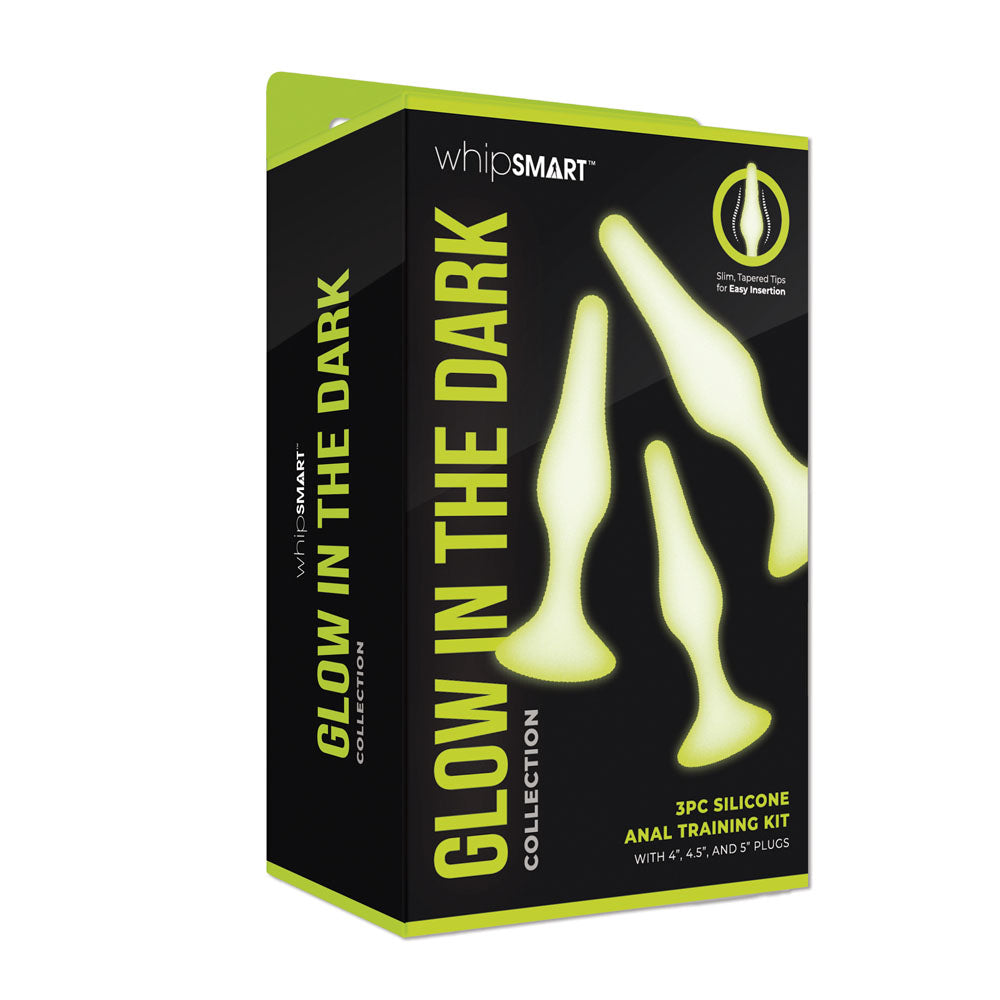 WhipSmart Glow In The Dark 3pc Anal Training Kit - Glow In Dark Butt Plugs - Set of 3 Sizes