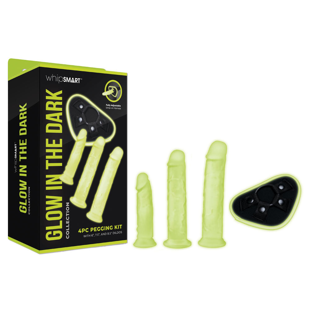 WhipSmart Glow In The Dark 4pc Pegging Kit - Glow In Dark Strap-On Kit