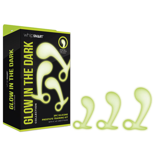 WhipSmart Glow In The Dark 3pc Prostate Training Kit - Glow In Dark Prostate Massagers - Set of