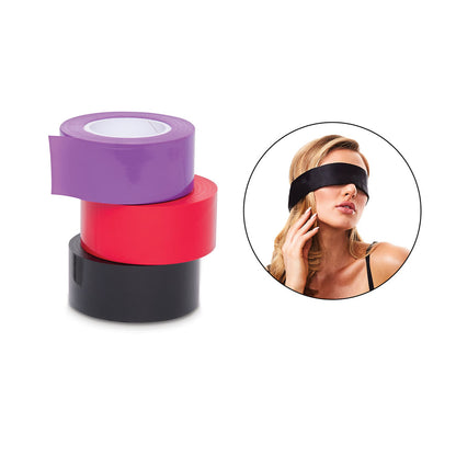 WhipSmart Bondage Tape 3-Pack with Blindfold - Set of 3 Coloured Bondage Tapes and Bonus Satin