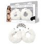 WhipSmart Classic Furry Cuffs - White - White Furry Restraints with Bonus Eye Mask