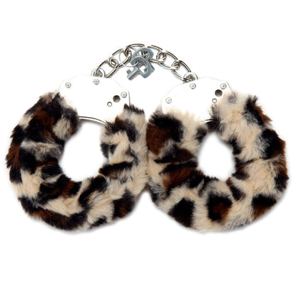 WhipSmart Classic Furry Cuffs - Leopard - Leopard Furry Restraints with Bonus Eye Mask