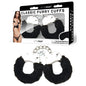 WhipSmart Classic Furry Cuffs - Black - Black Furry Restraints with Bonus Eye Mask