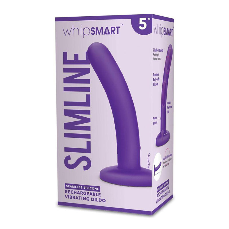 WhipSmart 5 Slimline Rechargeable Vibrating Dildo - Purple 12.7 cm USB Rechargeable Dildo