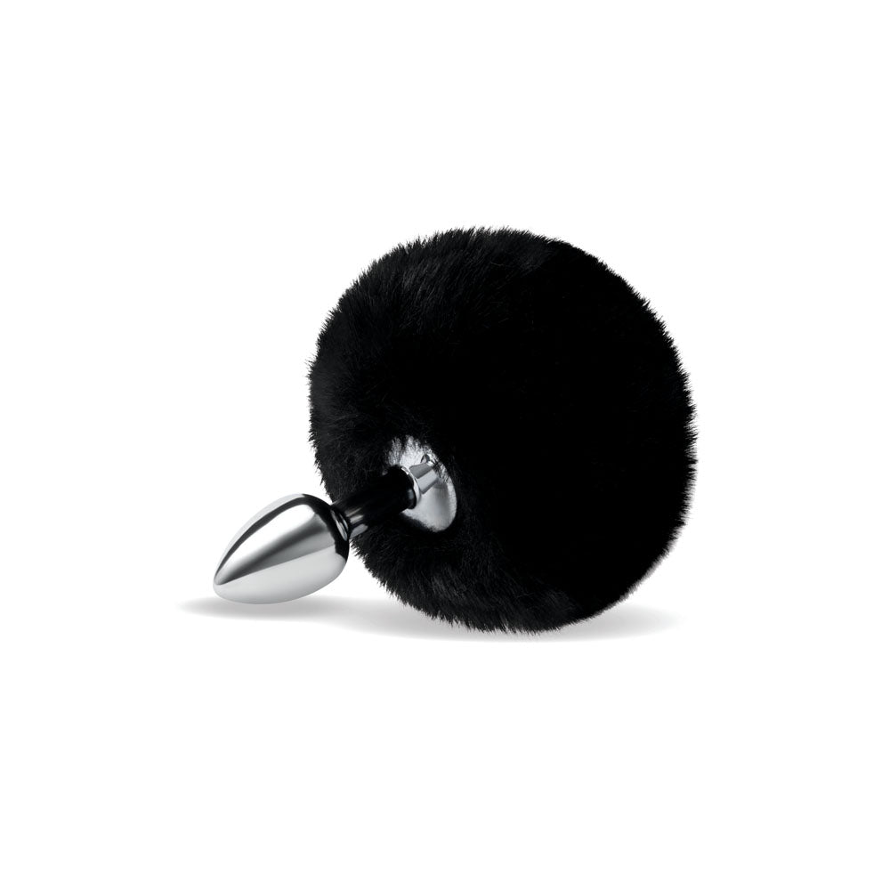 WhipSmart Furry Tales Black Bunny Tail - Metal 6.3 cm Butt Plug with Black Bunny Tail