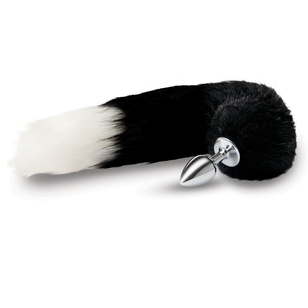 WhipSmart Furry Tales 14 Inch Black Fox Tail - Metal 6.3 cm Butt Plug with Black Fox Tail