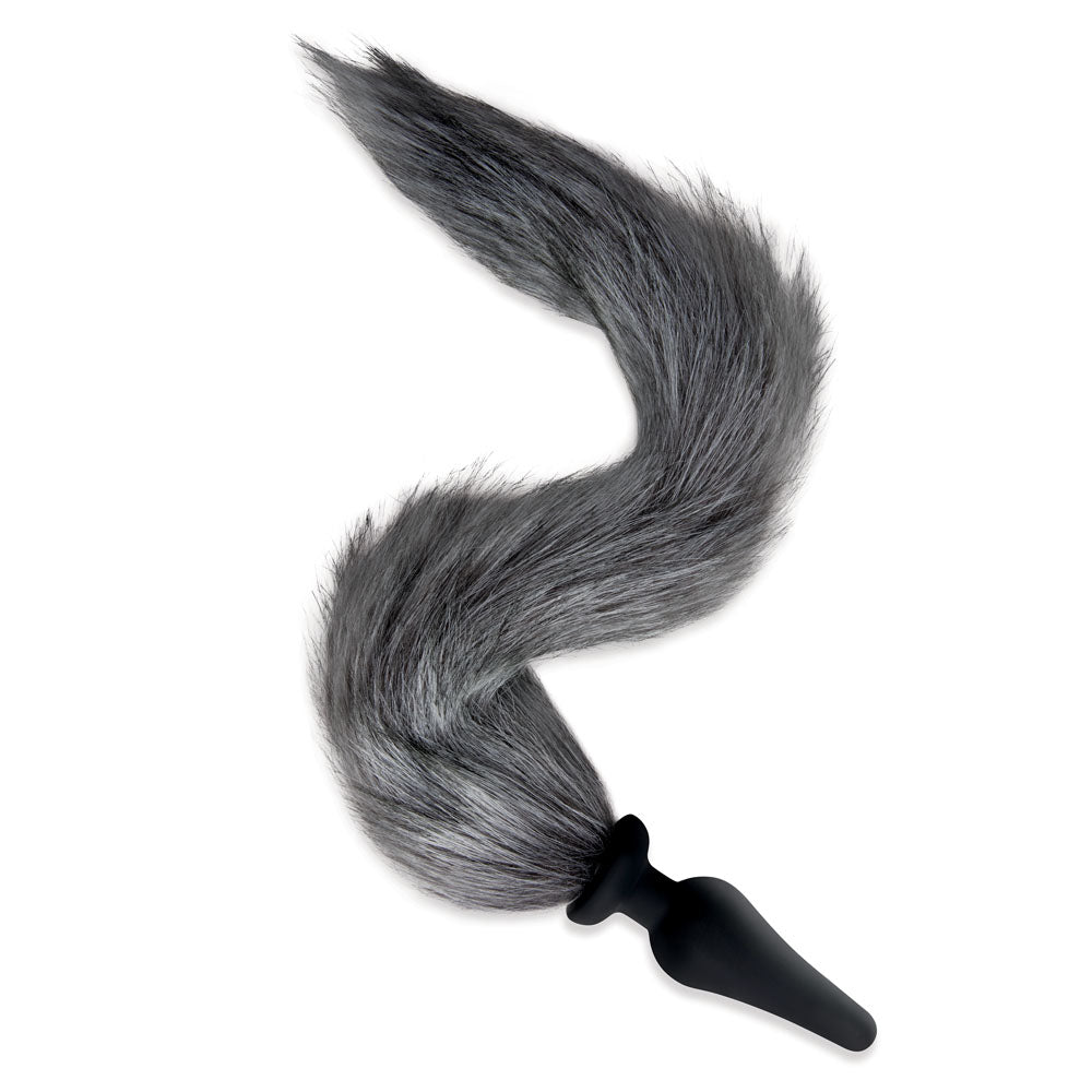 WhipSmart Furry Tales Foxtail Furry Play Set - Grey Foxtail Butt Plug & Furry Ears Set