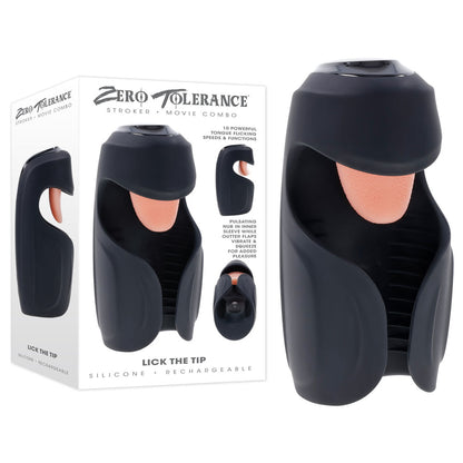 Zero Tolerance LICK THE TIP - Black USB Rechargeable Vibrating & Flicking Masturbator