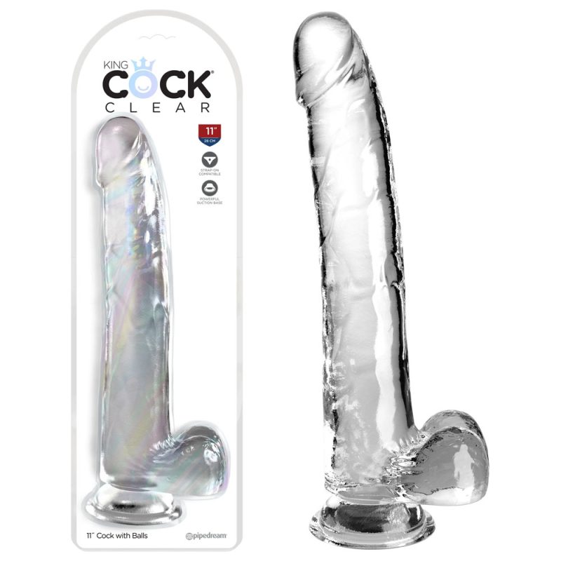 King Cock Clear 11'' Cock with Balls - Clear