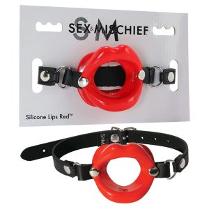 Sex & Mischief Silicone Lips Mouth Gag - Red