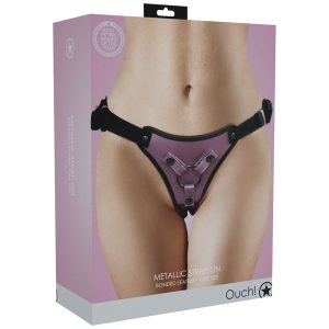 OUCH! Metallic Strap On Harness - Rose